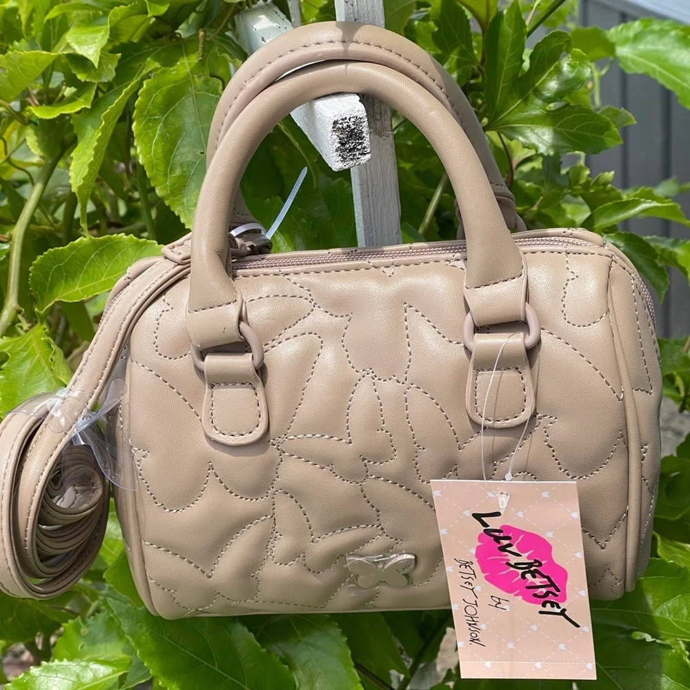 LUV BETSEY By BETSEY Harley Mini Barrel Crossbody In Taupe - Picture 2 of 14